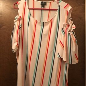 Striped cold shoulder top